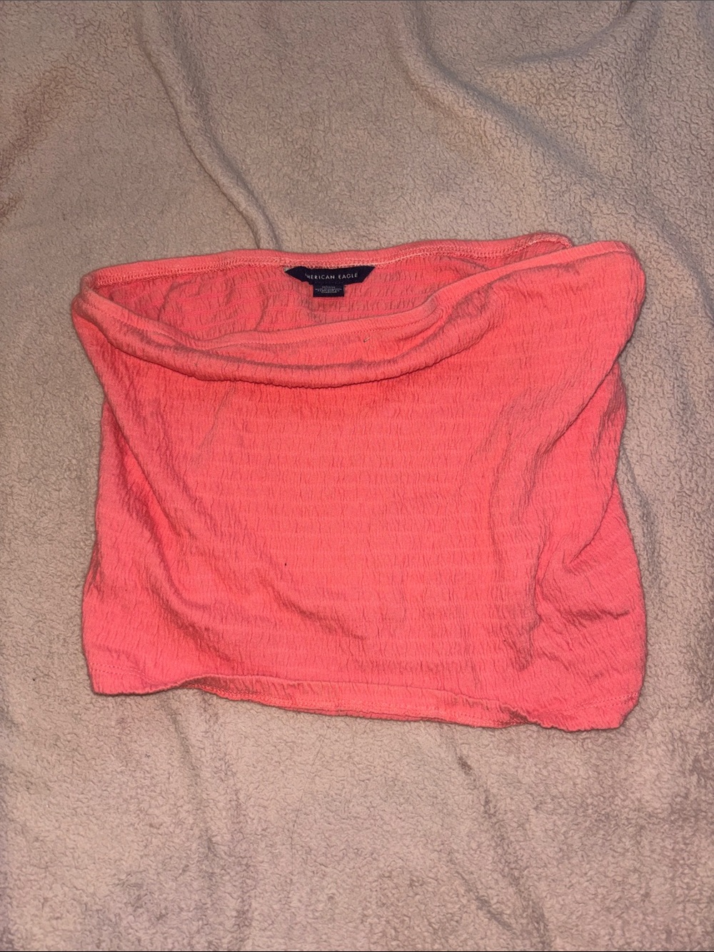 American Eagle Outfitters Coral-Pink Strapless Ribbed Tube Top